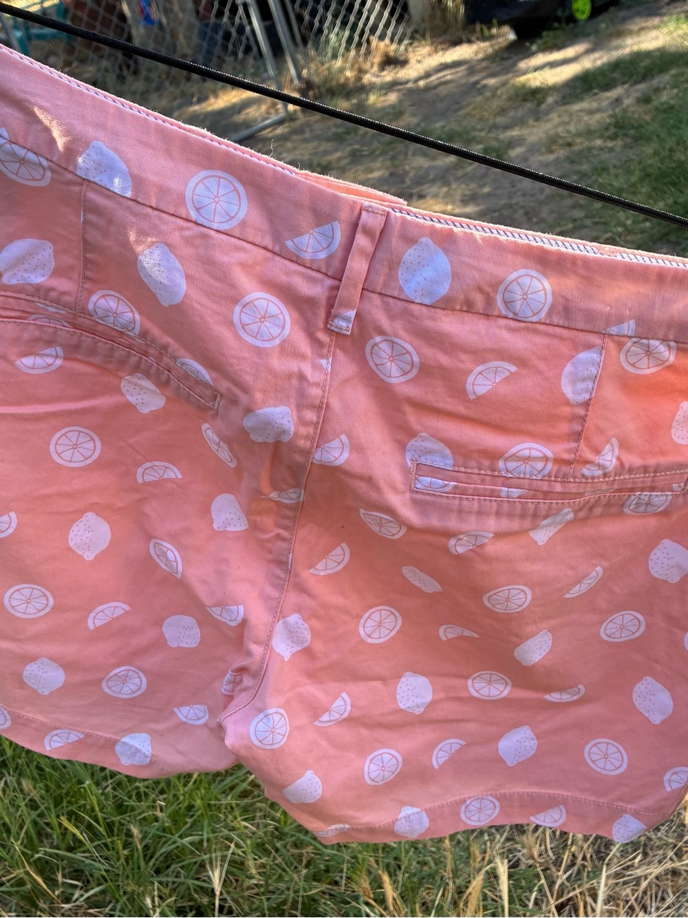 Old Navy Peach Shorts with White Citrus Print - Picture 2 of 5